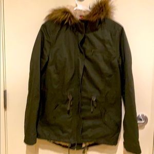H&M Olive Green Jacket with Hood and Fleece S8